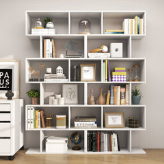 6 Tier S Shaped Bookshelf and Room Divider, White