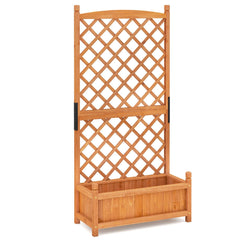 60 Inch Tall Raised Garden Bed with Diamond Lattice Trellis and Drainage Holes-Orange