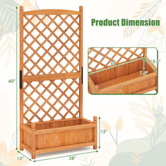 60 Inch Tall Raised Garden Bed with Diamond Lattice Trellis and Drainage Holes-Orange