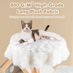 60 Inch Solid Pear Wood Cat Tree with House Condo, Two Perches and Jute Posts