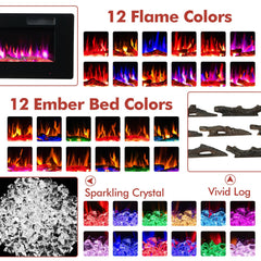 60 Inches Ultra-thin Electric Fireplace with Remote Control and Timer Function