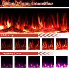 60 Inches Ultra-thin Electric Fireplace with Remote Control and Timer Function