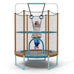 60 Inch Trampoline with Gymnastic Bar and Rings for Kids-Orange