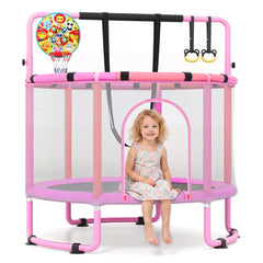 60 inch 6-in-1 Kids Toddler Trampoline with Gymnastics Bar-Purple