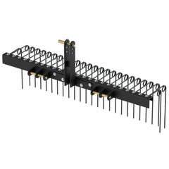 60 inch Pine Straw Rake Tow Behind Landscape Rake with 26 Metal Coil Tines-Black