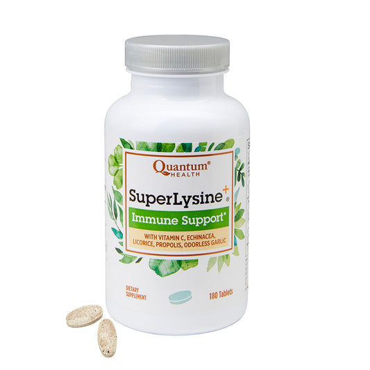 Quantum Health SuperLysine+ Advanced Formula Immune Support Supplement Lysine 1500 mg, Vitamin C Echinacea Licorice Bee Propolis & Odorless Garlic Daily Wellness Blend for Women & Men - 180 Tablets