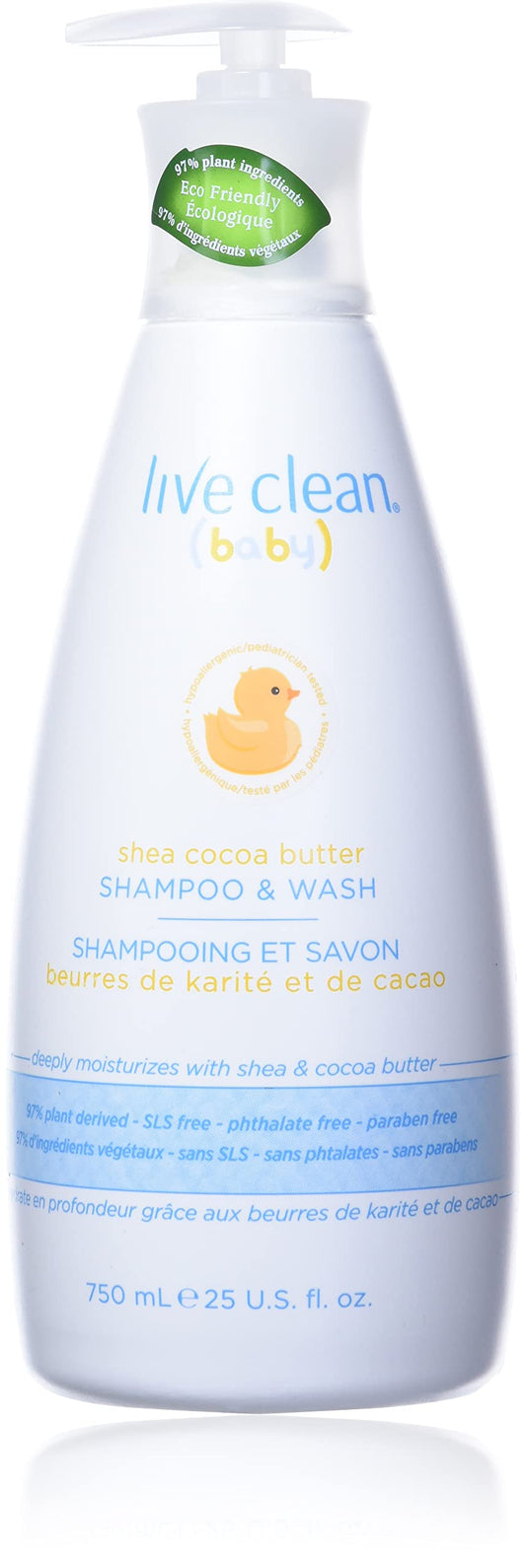 Live Clean Baby Wash, Shea Cocoa Butter, 750ml, White