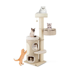 61 Inch Cat Tree with a Two Storey Bamboo Lined Condo and 5.5 Inch Sisal Posts