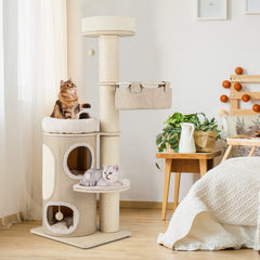 61 Inch Cat Tree with a Two Storey Bamboo Lined Condo and 5.5 Inch Sisal Posts