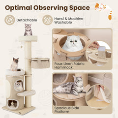 61 Inch Cat Tree with a Two Storey Bamboo Lined Condo and 5.5 Inch Sisal Posts