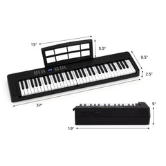 61-Key Foldable Piano Keyboard Full-size Electronic Keyboard with MIDI and Split Function-Black