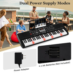 61 Keys Portable Keyboard for Beginners Electric Piano Keyboard Kit with 200 Rhythms and 200 Tones-Black