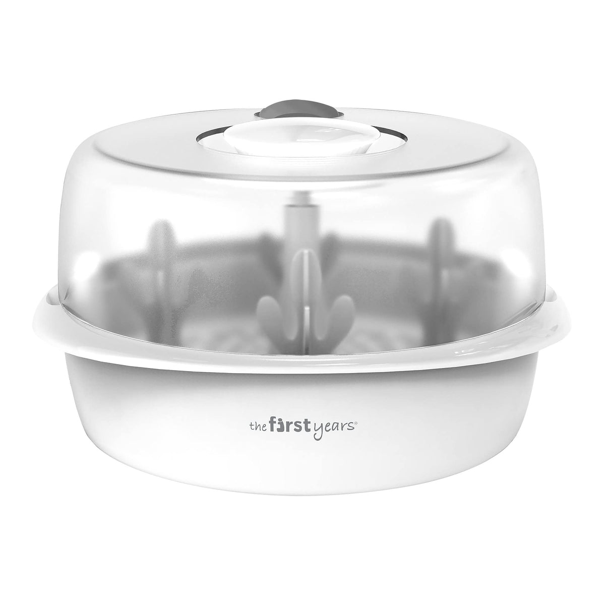 The First Years Baby Bottle Sterilizer | Microwave Steam Sterilizer for Baby Bottles, Pacifiers and Baby Accessories Gray
