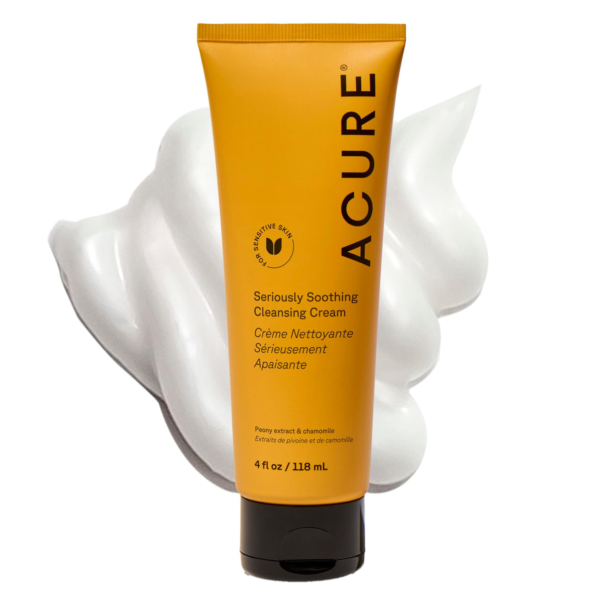 Acure Seriously Soothing Cleansing Cream, Gentle Face Cleanser for Women & Men with Peony Extract, Chamomile & Sunflower Amino Acid, Vegan Facial Wash, Hydrating Cleanser Face Wash for Dry Skin, 118ml