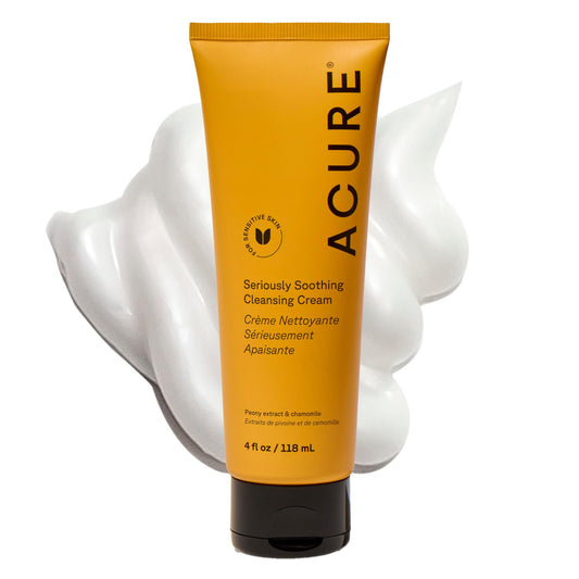 Acure Seriously Soothing Cleansing Cream - Gentle Hydrating & Exfoliating Face Wash, Daily Facial Cleanser for Women & Men with Chamomile & Sunflower Amino Acids, Sulfate Free, Vegan - 118ml