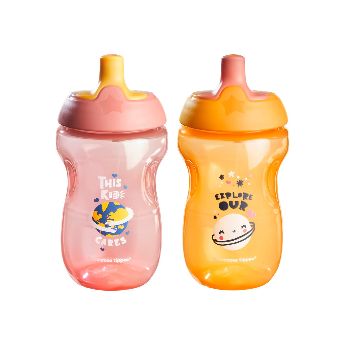 Tommee Tippee Sportee Bottle, Blue & Green/Pink & Purple, 12+ months, 2 Count (Colors will vary)