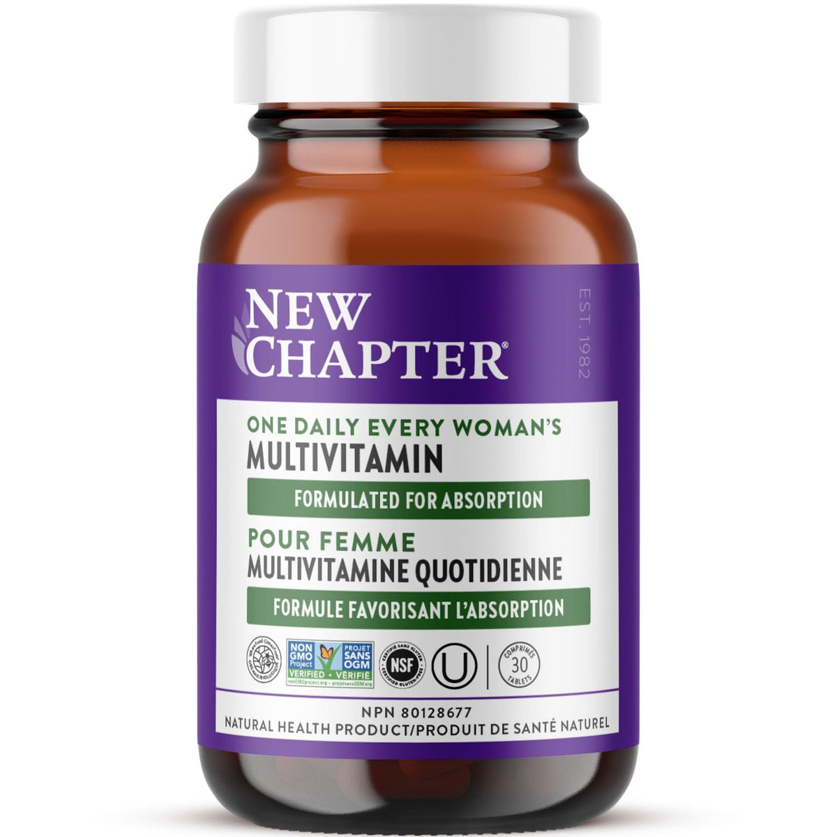 New Chapter Every Woman's One Daily Multivitamin - Bone, Energy & Immune Support - Whole-Food Fermented Nutrients with No Added Sugar - Vegetarian & Gluten-Free - 30 Tablets