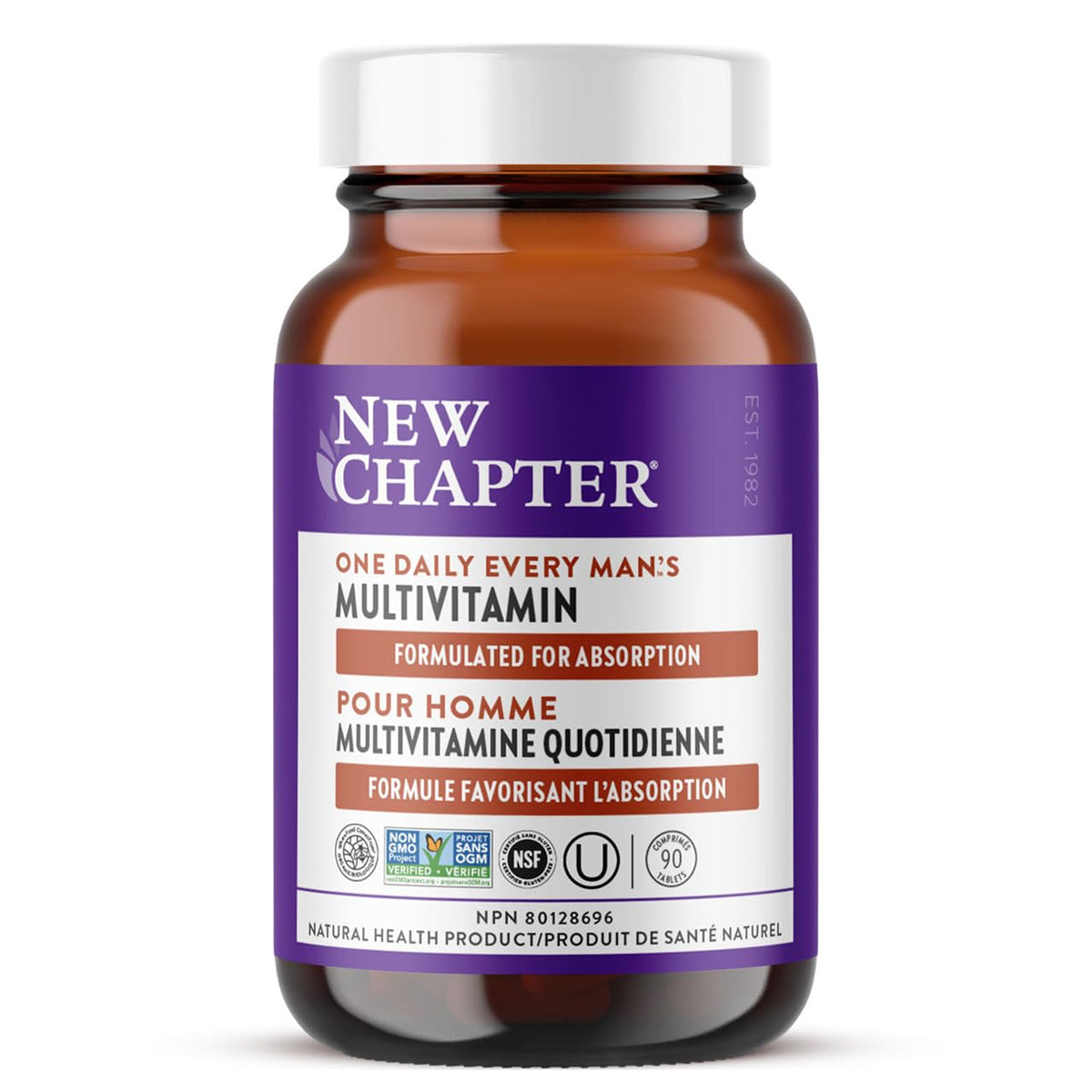 New Chapter Every Man's One Daily Multivitamin - Supports Immune, Energy & Bone Health - Contains Fermented Ingredients & Organic Vegetables & Herbs - Vegetarian, Kosher & Gluten-Free - 90 Tablets