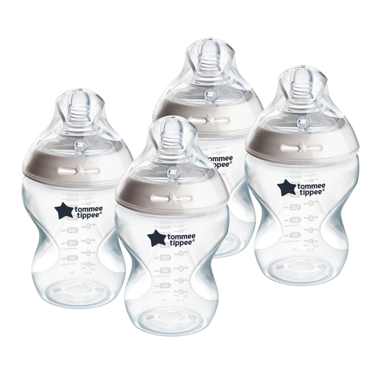 Tommee Tippee Natural Start Anti-Colic 9 oz BPA Free Baby Bottles, 0+ Months, Slow Flow Breast-Like Nipple, Self Sterilizing, Designed for Seamless Transition Between Bottle & Breast, Clear, Pack of 4