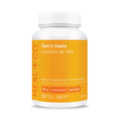 HEAL + CO. Lion's Mane Supplement | High Potency 4:1 extract, 2000 mg per serving | Focus + Immunity | 120 x 500 mg Capsules