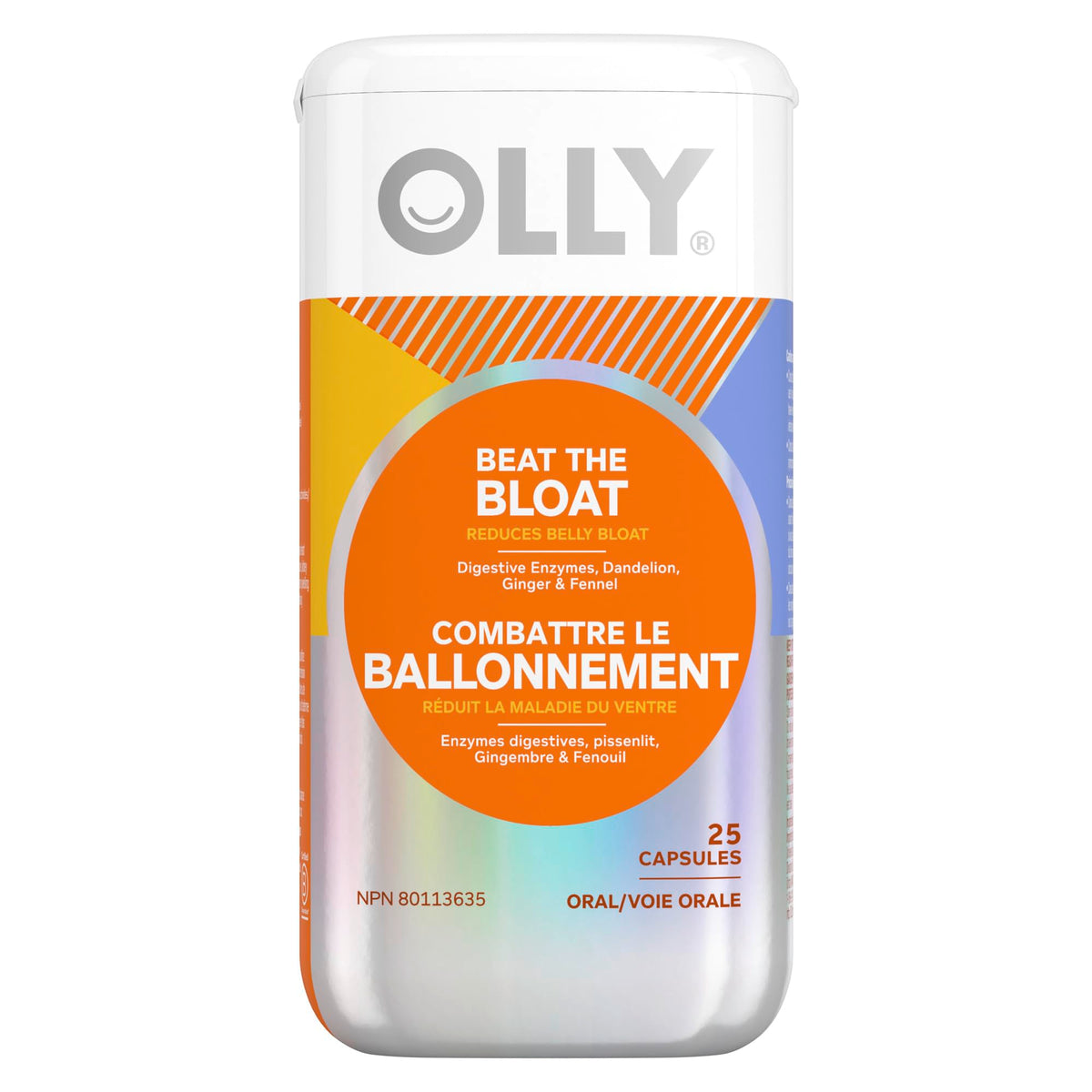 OLLY Beat The Bloat Capsules, Belly Bloat Relief for Gas and Water Retention, Digestive Enzymes, Vegetarian, Supplement for Women - 25 Count
