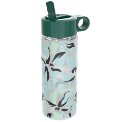 Pyrex 24-Oz Color Changing Glass Water Bottle with Flip-Top Lid, Leakproof and Textured, Reusable, Eco-Friendly, BPA-Free Silicone Coating, Lily Floral