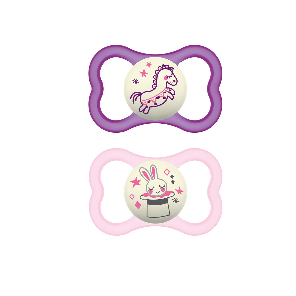 MAM Air Pacifier For Babies 6-16 Months, Extra Air Flow for Sensitive Skin, Glows In The Dark, Developed With Medical Experts, BPA-Free Skin Soft Silicone, 2 Pack, With Sterilizer Case, Made in Europe