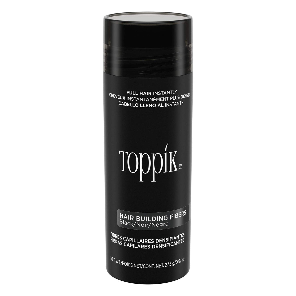 TOPPIK Hair Building Fibers for Instantly Fuller Hair (BLACK), 27.5 g, Fill In Fine or Thinning Hair, Instantly Thicker Looking Hair, Multiple Shades for Men & Women