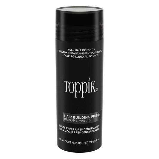 TOPPIK Hair Building Fibers for Instantly Fuller Hair (BLACK), 27.5 g, Fill In Fine or Thinning Hair, Instantly Thicker Looking Hair, Multiple Shades for Men & Women