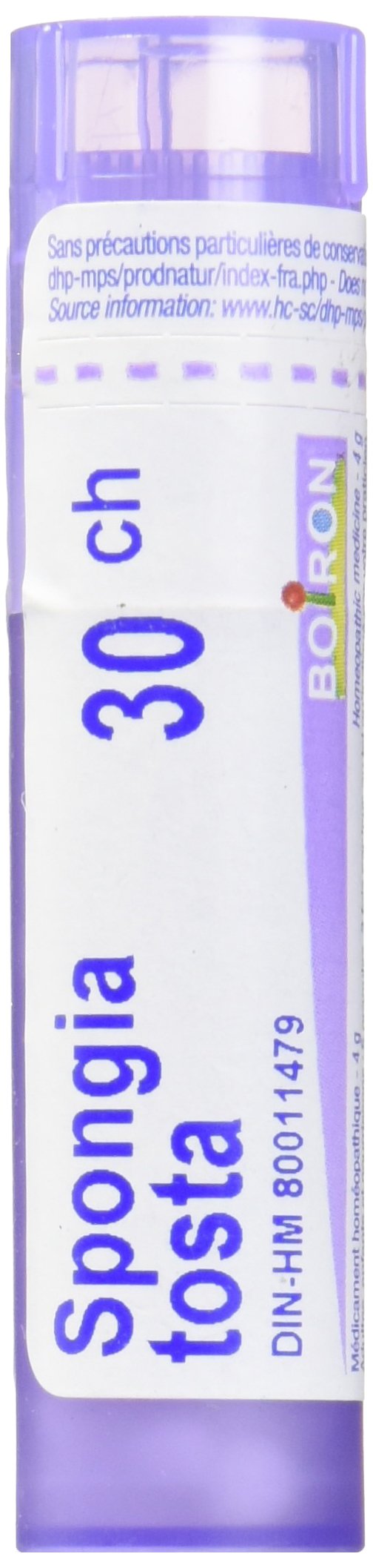 Boiron Spongia tosta 30ch,Homeopathic medicine. Each tube contains 4 g (approximately 80 pellets)