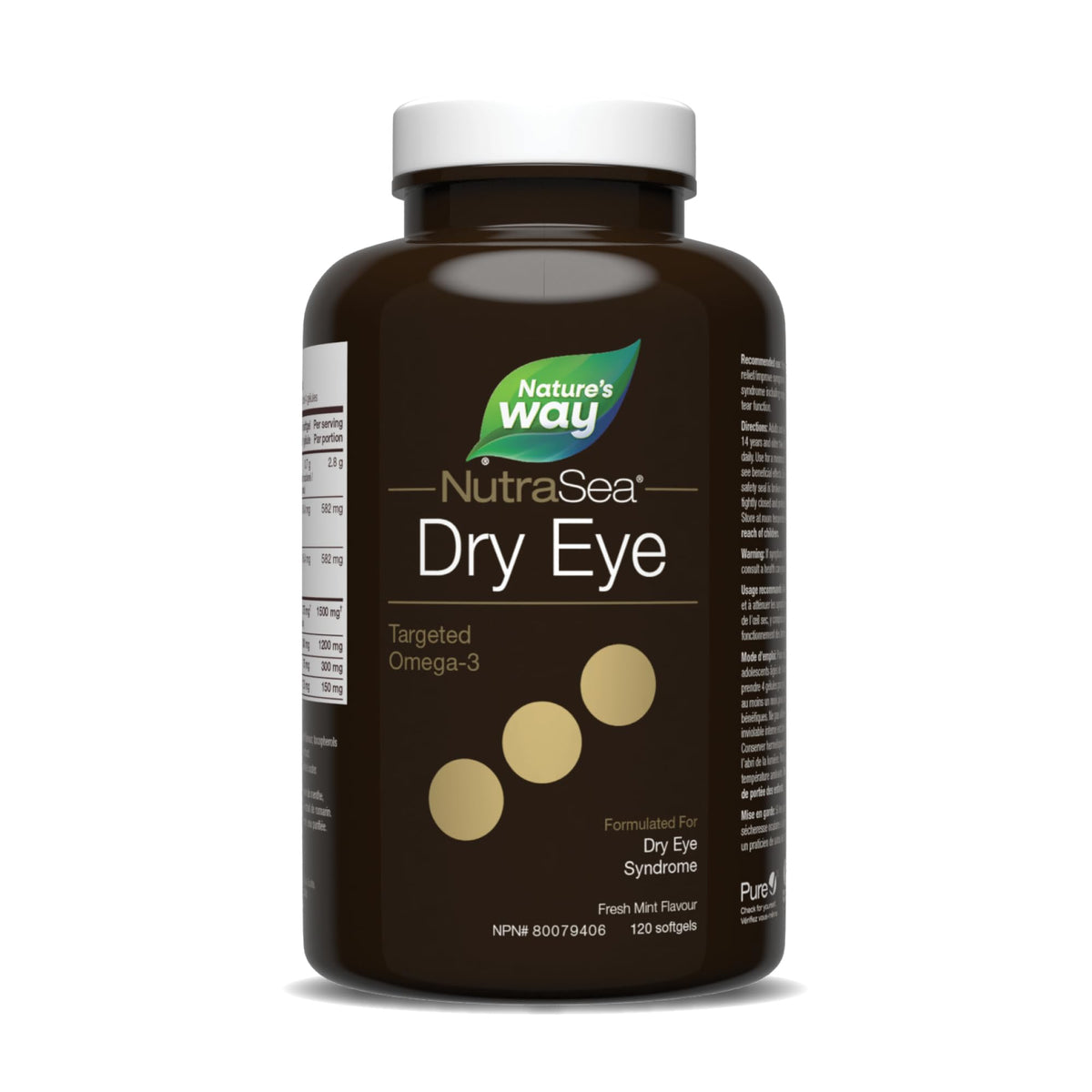 Nature's Way NutraSea Dry Eye Advanced Omega-3 Supplement - Support for Proper Tear Function - Citrus Flavour – 1500mg of EPA+ DHA & 150mg GLA Blend - 120 Soft Gels
