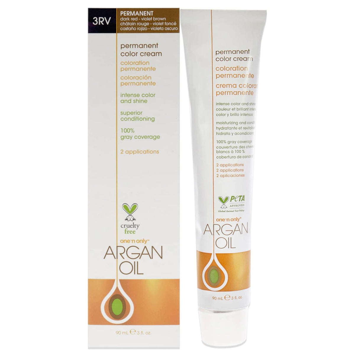 One n' Only One n Only Argan Oil Permanent Color Cream - 3RV Dark Red Violet Brown Hair Color Unisex 3 oz