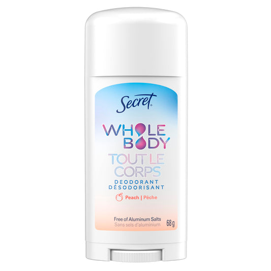 Secret Whole Body Stick Aluminum Free Deodorant for Women with notes of Peach & Vanilla, 68 g