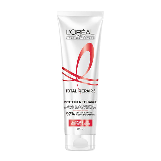 L'Oréal Paris Hair Expertise Total Repair 5 Protein Recharge Leave-In Conditioner, Hair Treatment with Almond Oil, 150ml