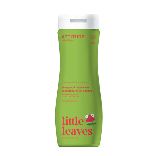 ATTITUDE Shampoo and Body Wash for Kids, Made in Canada, EWG Verified, Dermatologically Tested, Plant- and Mineral-Based Ingredients, Vegan, Watermelon and Coco, 473 mL