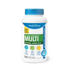 Progressive Advanced Daily Multivitamin for Active Men, with Quercetin, Maca, Ashwagandha, and Siberian Ginseng. Supports Immune Health, Muscle Function, and Energy, 100% Complete, Canadian-Made 120 Count
