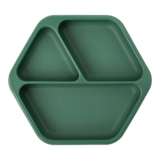 Tiny Twinkle Silicone Suction Baby Plate, Suction Grip Divided Dish for First Foods and Self-Feeding, 6-24 Months, Baby Led Weaning Supplies for Independent Eating (Olive, Plate)