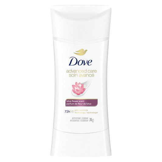 Dove Advanced Care Antiperspirant Deodorant for Women with Pro-Ceramide Technology Lotus Flower Scent for Soft, Resilient Skin, 74g