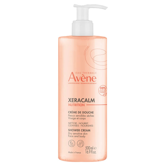Eau Thermale Avène XeraCalm Nutrition Shower Cream, sensitive very dry skin, high-tolerance, Soap-free, pH-neutral, with niacinamide, 500ml