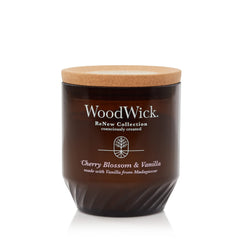 WoodWick Renew Medium Candle Cherry Blossom & Vanilla Scented Candles 6oz Plant Based Soy Wax Blend Made with Upcycled Materials and Essential Oils Up to 55 Hours of Burn Time