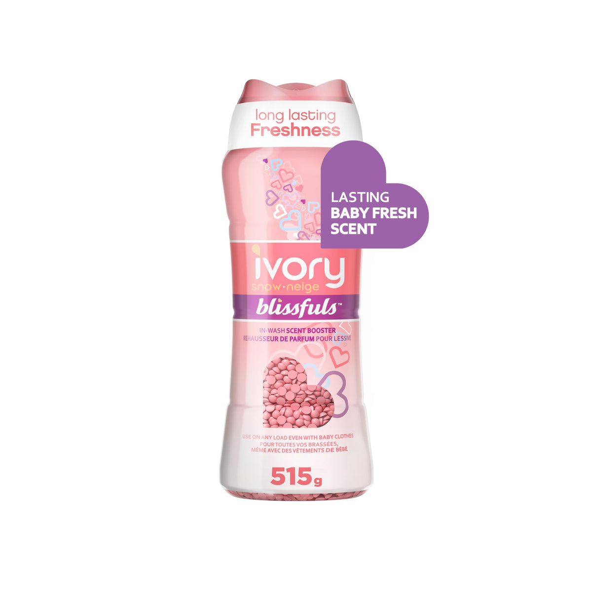 Ivory Snow Blissfuls In-Wash Laundry Scent Booster Beads, Baby Fresh Scent, 515 G