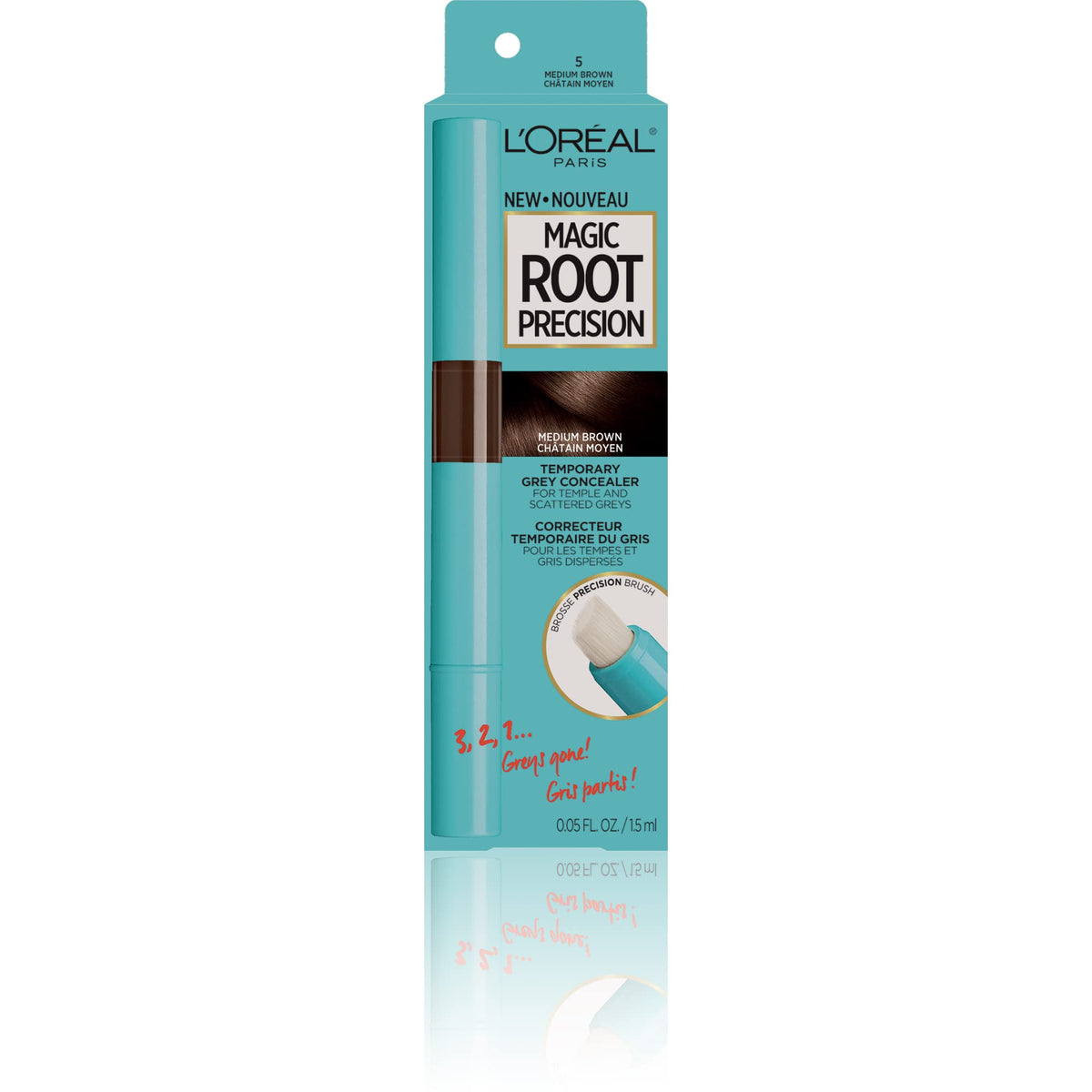 L'Oreal Paris Magic Root Precision Root Touch Up, Hair Dye, Medium Brown Hair Color, for Temples and Scattered Greys, 1 EA