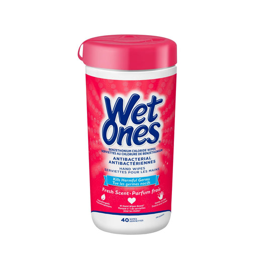 Wet Ones Antibacterial Fresh Scent Hand Wipes| Travel Wipes | Hand Sanitizer, Travel Essentials, 40 Count Canister