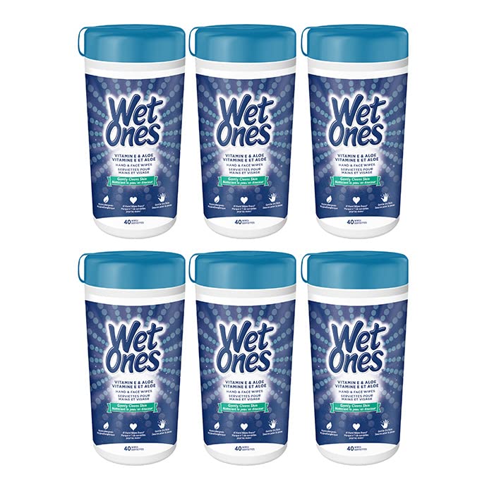 Wet Ones Hand Wipes, Aloe & E Wipes 40 Count (Value Pack of 6)