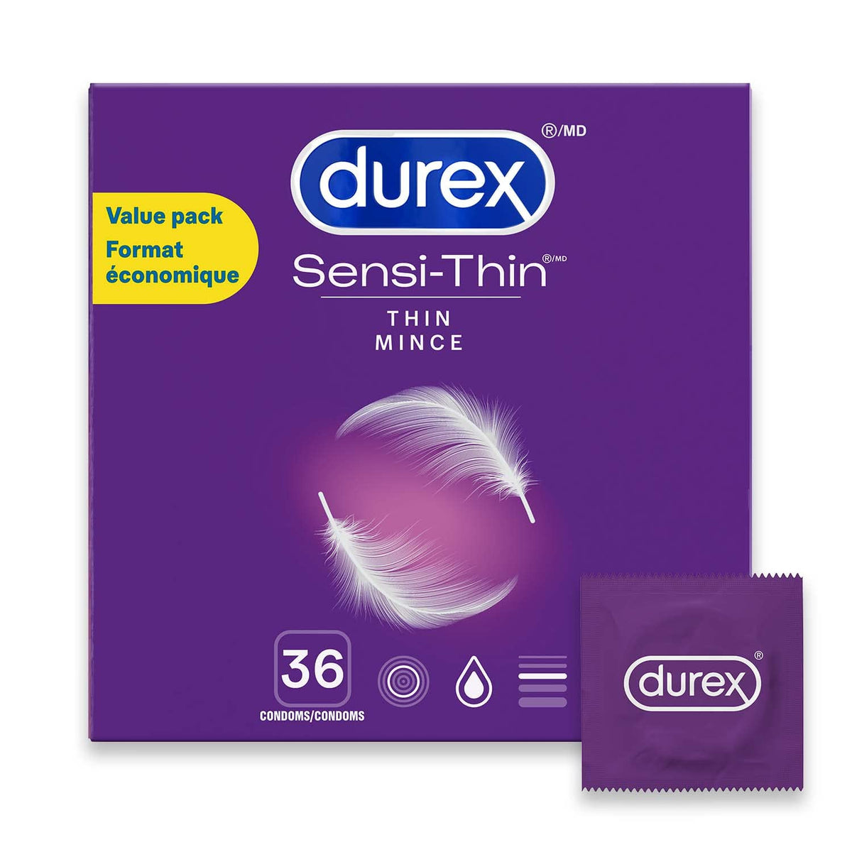 Durex Quality Condoms, Super Thin Lubricated, Mega Value Pack, 36 Count
