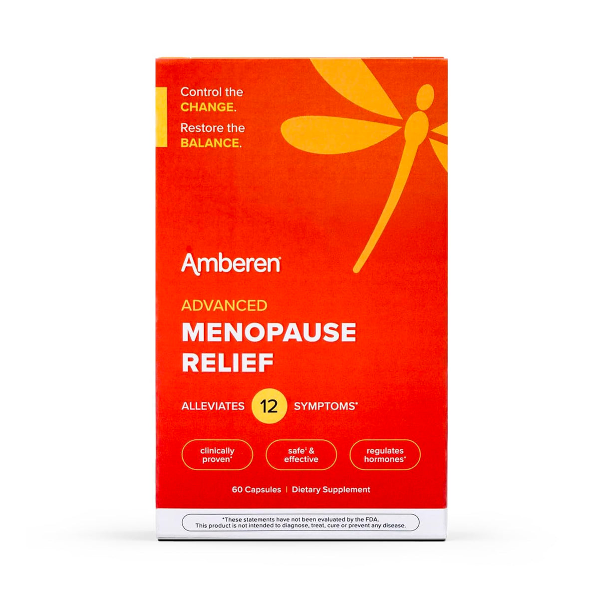Amberen Menopause Supplement for Women, 60 Capsules, Clinically Proven, Helps Support Hormone Balance, Helps Relieve 12 Menopause Symptoms: Hot Flashes, Night Sweats, Mood Swings and More