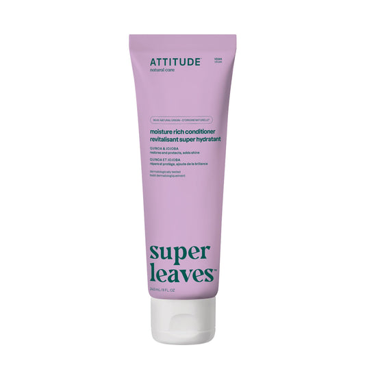 ATTITUDE Moisture Rich Hair Conditioner, Made in Canada, For Dry and Damaged Hair, Vegan Detangler, Dermatologiocally Tested, Quinoa and Jojoba, 240 mL