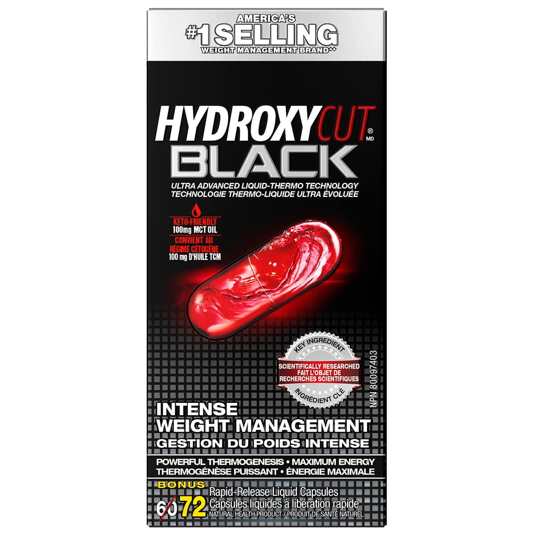 Hydroxycut Weight Loss Pills for Women & Men, Hydroxycut Black, Weight Loss Supplement Pills, Energy Pills to Lose Weight, Metabolism Booster for Weight Loss, Weightloss & Energy Supplements, 72 Pills