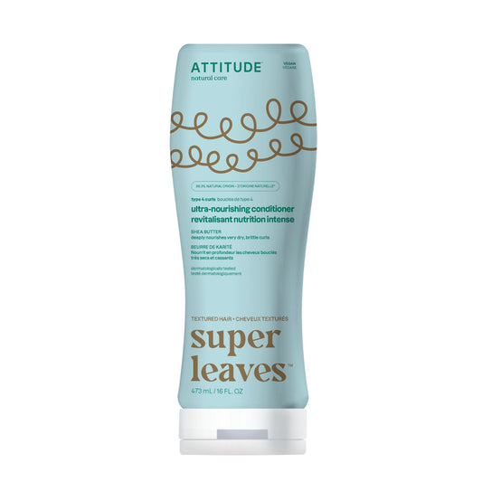 ATTITUDE Ultra-Nourishing Conditioner for Curly Hair with Shea Butter, Made in Canada, Vegan Detangler and Naturally Derived 4a, 4b, 4c Curl Type, Deeply Nourishes Curls, 473 mL