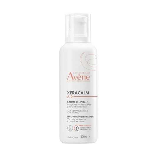 Eau Thermale Avene XeraCalm A.D Lipid-Replenishing Balm, For Atopic and Eczema-prone skin, Sterile Cosmetic, No Preservatives, Fragrance-Free, Paraben and Alcohol-free Body Moisturizer, 400 ml